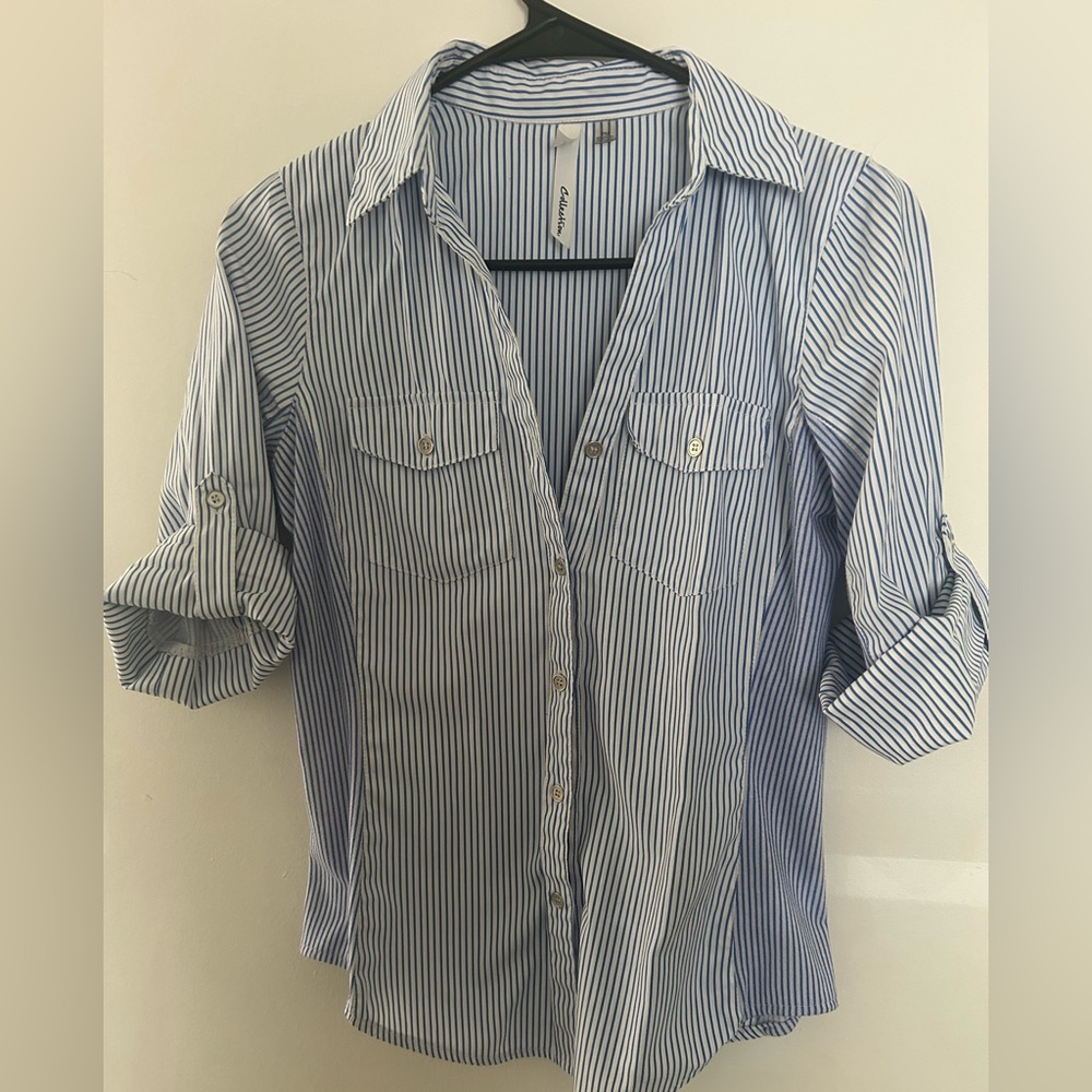 Collection B Blue and White Striped Shirt